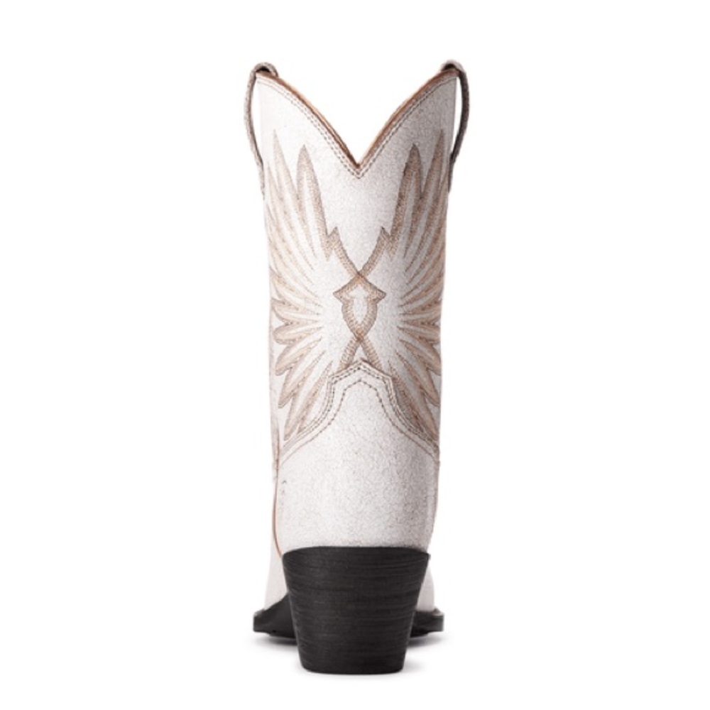 New Ariat Cream Rose Goldie Western Boots with Brown Stitching - Picture 3 of 4